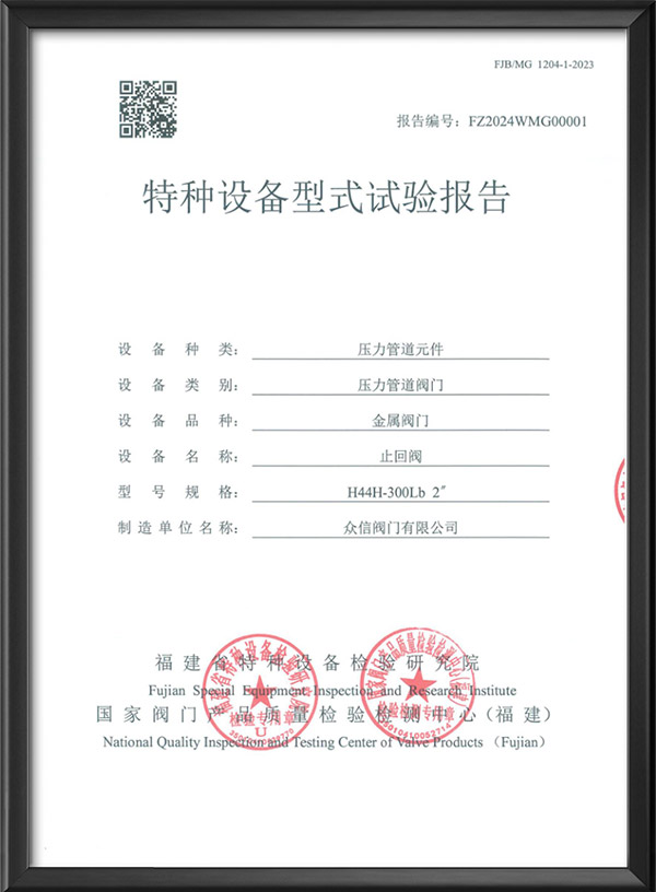 特种设备型式试验报告-止回阀
