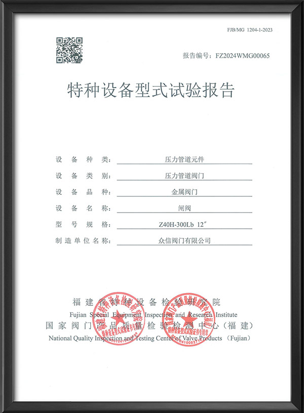 特种设备型式试验报告-闸阀